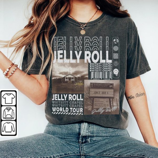 Jelly Roll Music Shirt, 90s Y2K Merch Vintage Jelly Roll Backroad Baptism Tour 2023 Tickets Album Whitsitt Chapel Graphic Tee