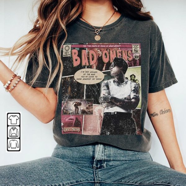 Bad Omens Comic Shirt, 90S Vintage Merch Book Art The Death Of Peace Of Mind Album World Tour Ticket 2023 Graphic Unisex Tee