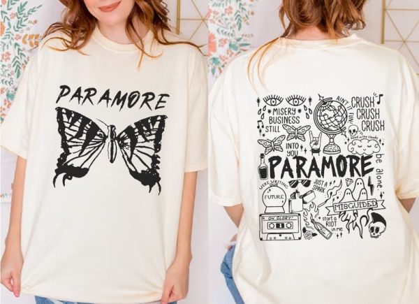 Paramore Tour Comfort Colors Shirt, Paramore Doodle Art Shirt, Paramore Tour Shirt, Rock Band Music Concert 2023