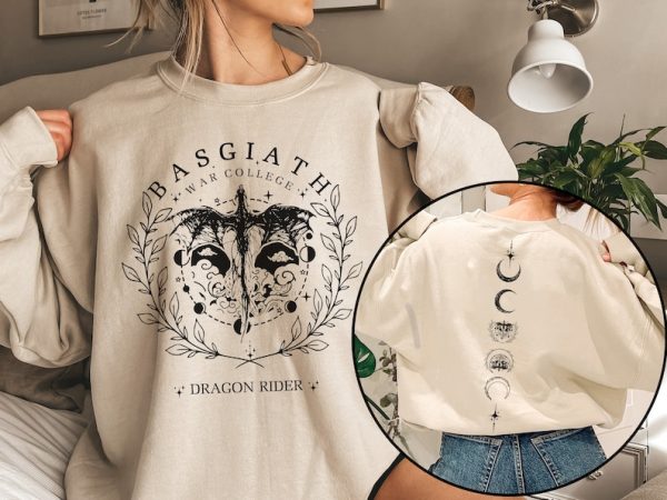 Fourth Wing Double-Sided Sweatshirt, Rebecca Yoros, Basgiath War College Sweatshirt, Fourth Wing Shirt, Dragon Rider Shirt, Bookish Shir