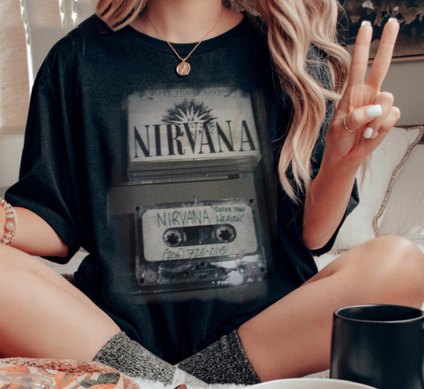 Vintage Band Tee In Utero Nirvana Tour 90s Shirt Kurt Cobain Oversized Music Rock Festival Clothes