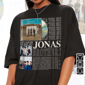 Jonas Brothers Music Shirt, Merch Vintage 5 Nights On Broadway Tour 2023 Tickets Album It’s About Time Graphic Tee Y2K Gift For Fan