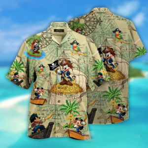 Pirates Mickey Mouse Hawaiian Shirt, 3D Disney Hawaii Holiday Beach Shirt, Tropical Hawaiian Shirt, Mickey Mouse Lover, Disney Lover