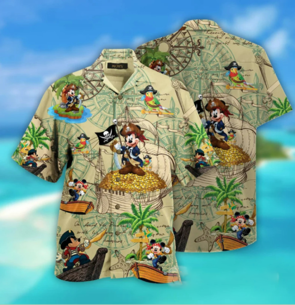 Pirates Mickey Mouse Hawaiian Shirt, 3D Disney Hawaii Holiday Beach Shirt, Tropical Hawaiian Shirt, Mickey Mouse Lover, Disney Lover