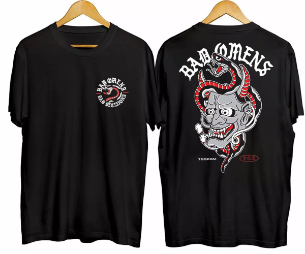 2023 Bad Omens Band Hannya T-Shirt, Bad Omens A Tour Of The Concrete Jungle Tour 2022 2023 T-Shirt, Bad Omens Shirt, 2023 Tour Shirt