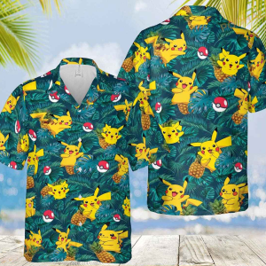 Pokemon Hawaiian Shirt, Pokemon Shirt, Button Up Shirt, Pokemon Summer Shirt, Short Sleeve Shirt, Shirt For Men, Anime Shirts