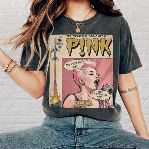 P!nk Comic Shirt, Sweatshirt 90s Vintage Merch Book Art P!nk Trustfall World Tour Album Graphic Tee Unisex Fan Gift Hoodie High Quality