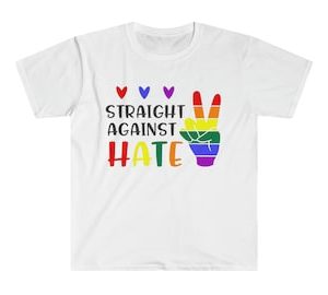 Pride Month ** Straight Against Hate ** Pride T Shirt ** Unisex Softstyle T-Shirt