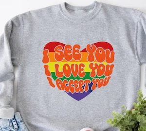 I See You I Love You I Accept You, Pride Rainbow Heart Sweatshirt, Love Is Love, Love Wins, Pride Month Gift, LGBT Support Sweater, Equality