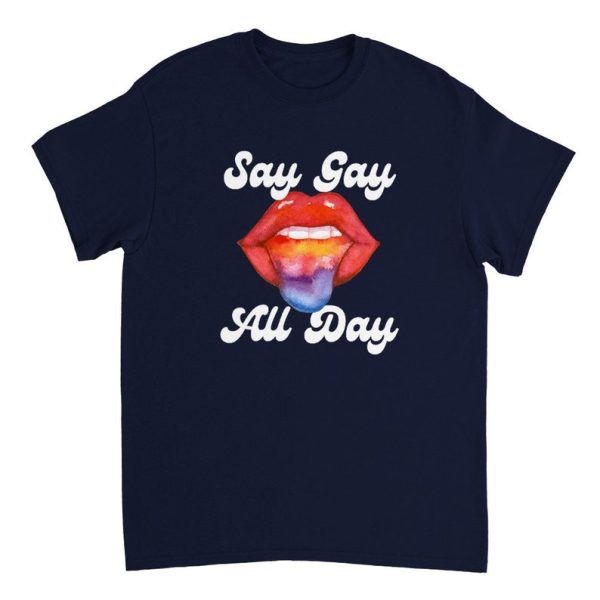 Say Gay All Day Shirt | Pride Month T-Shirt | Love TShirt | Rainbow Heart Shirt | LGBQT+ Shirts | Gay Pride Shirt | Bisexual T-Shirt