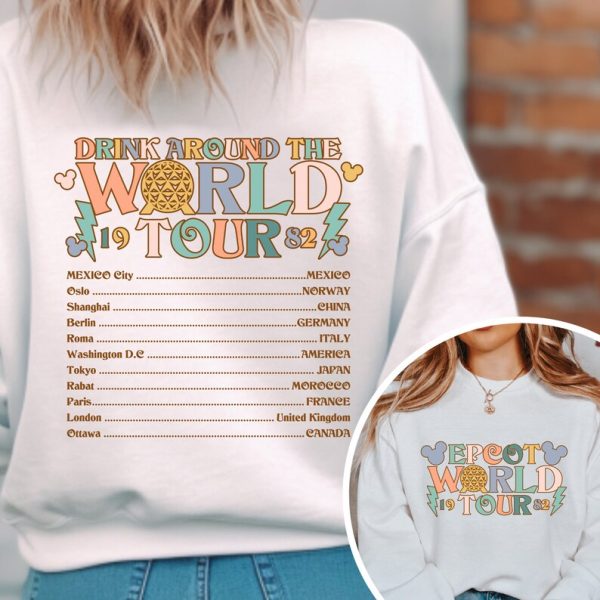 Disney Epcot World Tour Sweatshirt, Retro Disney Epcot Sweatshirt, Mickey And Friends Sweatshirt, Drinking Around The World Sweatshirt