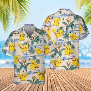 Hawaiian Summer Shirt, Pikachu Hawaiian Shirt, Summer Vacation Hawaiian Shirt, Summer Beach Shirt, Family Hawaiian Beach Shirt