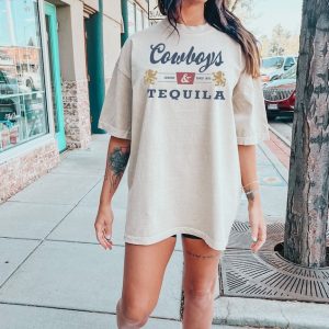 Cowboys and Tequila, Trendy Tshirt. Oversized Tshirt, Coors, Cowboy, Cowgirl T-shirt, Country, Rodeo, Alcohol, Beer, Tequila