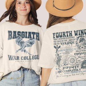 Vintage Basgiath War College 2 Sides Shirt, Fourth Wing T-Shirt, Dragon Rider Violet Sorrengail Xaden Riorson Bookish The Empyrean Series