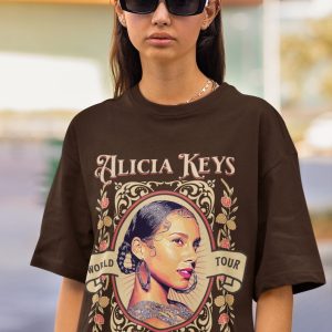 Alicia Keys World Tour Unisex Jersey T-Shirt. Front Side Only Alicia Keys Tee. Alicia Keys Gift Ideas.