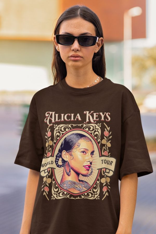 Alicia Keys World Tour Unisex Jersey T-Shirt. Front Side Only Alicia Keys Tee. Alicia Keys Gift Ideas.