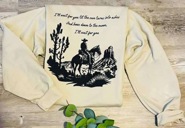 In your love sweatshirt. I will wait for you crewneck. Vintage western sweatshirt. Tyler Childers