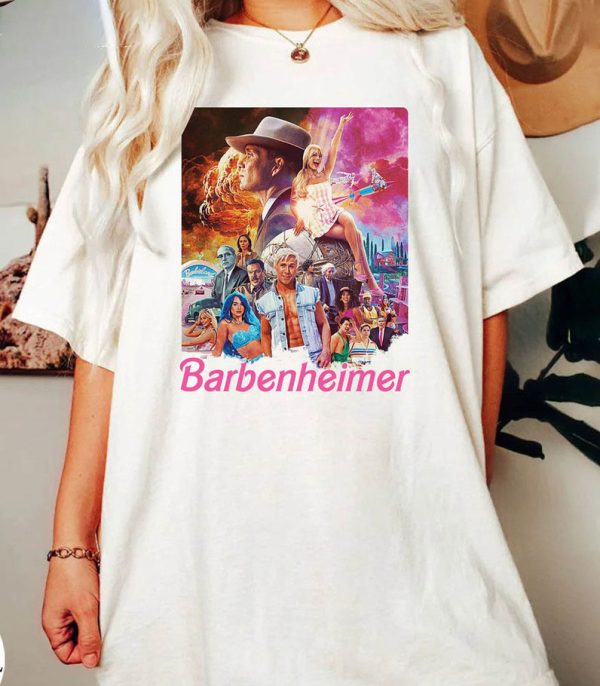 Retro Barbenheimer Shirt, Barb With Oppenheimer Funny Long Sleeve Unisex T-shirt