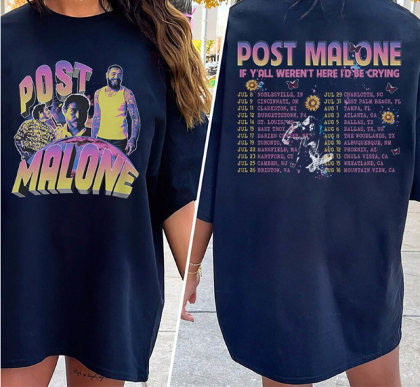 Post Malone 2023 Tour Shirt, Post Malone Fan Shirt, Rapper Post Malone Concert Shirt, Post Malone If Y’all Weren’t Here I’d Be Crying Shirt