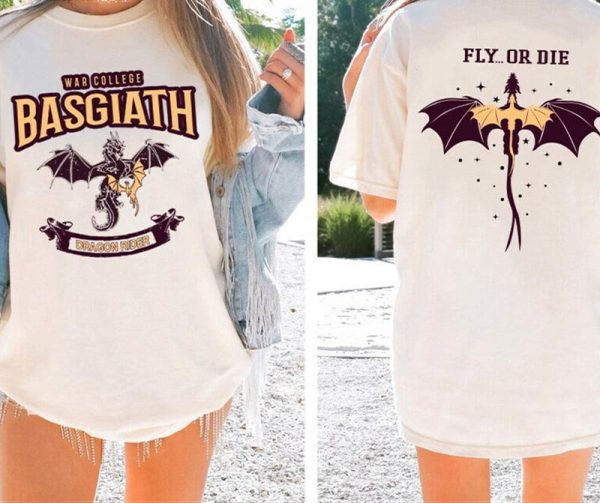 Basgiath War College Shirt, Fourth Wing Dragon Rider Short Sleeve Sweater