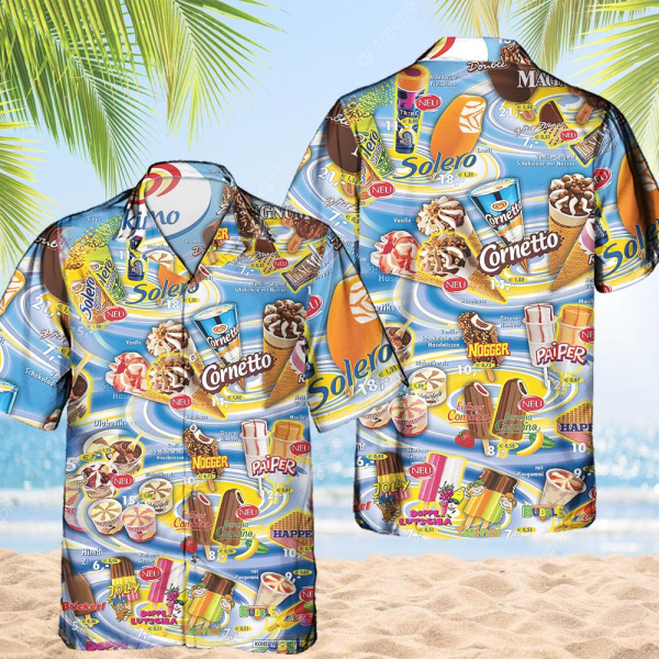 Ice Cream Shirts For Men 3d Printed Men’s Hawaiian Shirt, Ice Cream Shirt, Ice Cream Beach, Hawaiian Beach Shirt, Hawaiian Shirt Summer