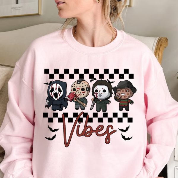 Cute Horror Movie Characters Sweatshirt | Halloween Killers Shirt Retro 90s | Horror Movies Tshirt Halloween | Horror Spooky Vibes Hoodie