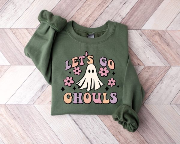 Lets Go Ghouls Sweatshirt | Retro Halloween Sweater | Funny Ghost Halloween Sweatshirt | Halloween Costume