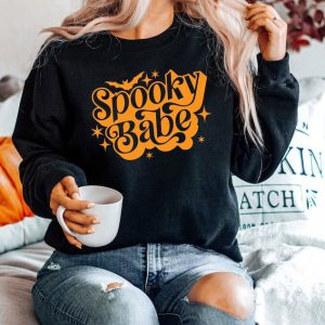 Retro Spooky Babe Sweatshirt | Girls Halloween shirts | Spooky Babe Hoodies | Vintage Halloween Gift Sweater