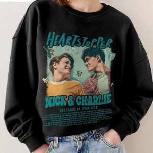 Retro Heartstopper Nick And Charlie Shirt | Leaves Hi Hi Crewneck Unisex Hoodie | Couple Shirt | LGBTQ couple shirt