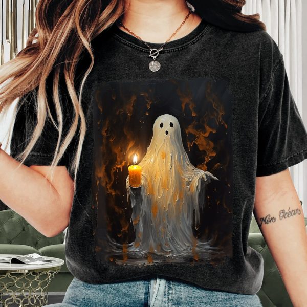 Halloween Shirt, Cute Ghost Holding Candle Shirt, Funny Halloween Tee, Scary Halloween Costumes, Pumpkin Halloween Shirts, Halloween Gift