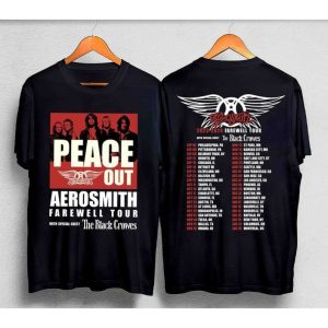 Aerosmith 2023-2024 T-Shirt, Peace Out Farewell Tour With The Black Crowes Sweatshirt, Aerosmith Band Merch, Music Concert Tee, Gift For Fan