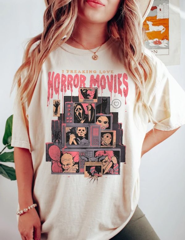 Retro Horror Movies Comfort Colors Shirt, Halloween Shirt, Vintage 90s Halloween Movies, Halloween Sweatshirt, Family Holiday Spooky Shirt