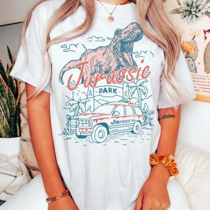 Vintage Jurassic Park Comfort Colors Shirt, Retro Jurassic Park Entrance with Tour Jeep, Jurassic Park Dinosaur T-rex Shirt, Jurassic World