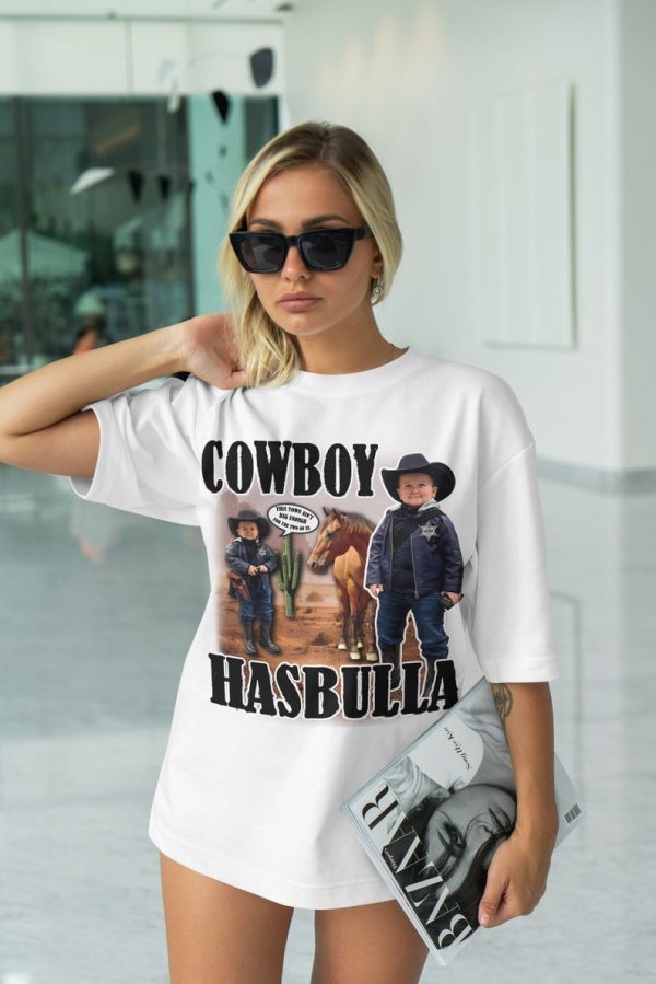 Hasbulla Cowboy Shirt, Retro 90s Graphic Tee, Mini Khabib T-Shirt, Vintage Bootleg, Trending Tiktok, Streetwear Fashion, Meme Funny Shirt