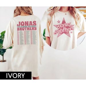 Retro Jonas Brothers Double-side T-Shirt, Jonas Brothers Shirt, Nick Joe Kevin Shirt, Retro Five Albums One Night World Tour