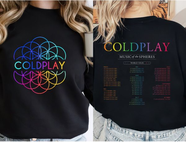 Vintage Coldplay 2 Side T-Shirt, Music of the spheres World Tour Shirt, Coldplay Tour 2023 Shirt, Coldplay Gift Shirt, Coldplay Music Shirt