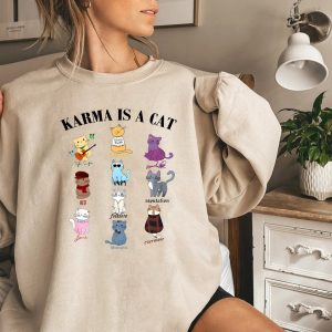 Karma is a Cat,Music Albums As Books T-Shirt,Concert Shirt,Fan Shirt,Lover Merch Tee,Music Shirt,Floral TS Merch Top,Music Fan Album TShirt