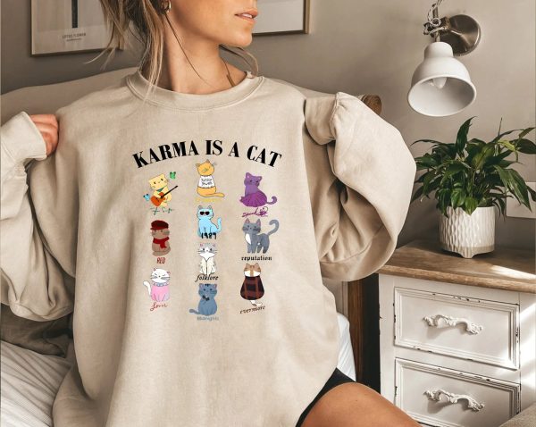 Karma is a Cat,Music Albums As Books T-Shirt,Concert Shirt,Fan Shirt,Lover Merch Tee,Music Shirt,Floral TS Merch Top,Music Fan Album TShirt