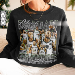 Damian Lillard Giannis Antetokounmpo Milwaukee Basketball 90s Shirt, Bootleg Sport Christmas Gift Fathers Day Vintage 90s Y2K 410S MLUD