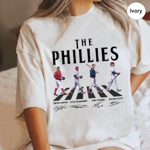 Vintage Phillies Walking Abbey Road Signatures Baseball Shirt, Kyle Schwarber, Bryce Harper, Bryson Stott, Trea Turner, Phillies Fan Gift