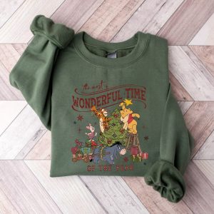 Winnie The Pooh Christmas Tree Sweatshirt, The Most Wonderful Time Of The Year Winnie The Pooh Christmas Lights Sweatshirt, Pooh Sweatshirt