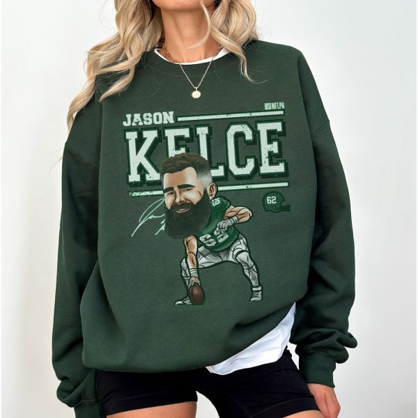 jason Kelce Philadelphia Cartoon Sweatshirt, American Football Shirt, Football Fan Gift Shirt