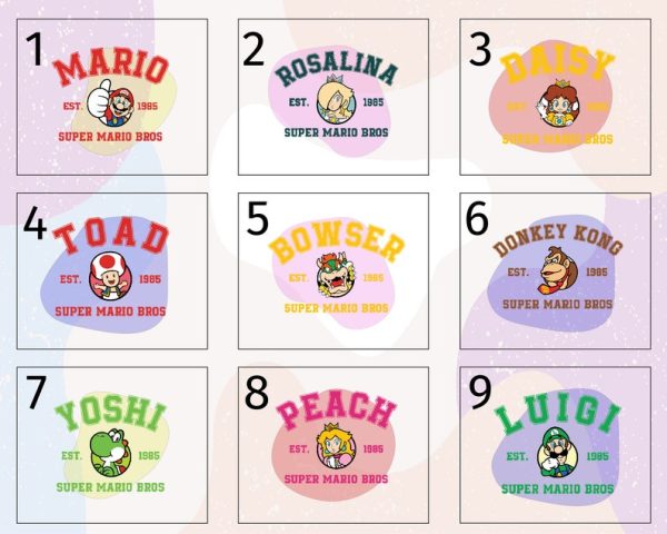 Super Mario Character Sweatshirt, Mario Luigi Yoshi Peach Bowser Toad Koopa Hoodie, Super Mario Bros Shirt, Mario Matching Shirt