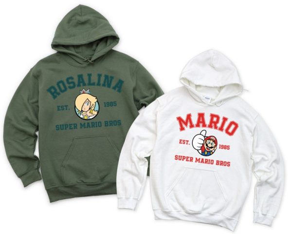 Super Mario Character Sweatshirt, Mario Luigi Yoshi Peach Bowser Toad Koopa Hoodie, Super Mario Bros Shirt, Mario Matching Shirt