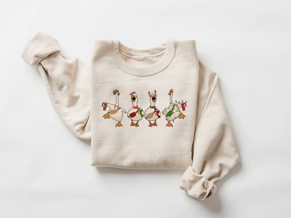 Duck Christmas Sweatshirt, Christmas Ducks Sweater, Christmas Gifts, Funny Christmas Duck Shirt, Christmas Lights, Christmas Animal Crewneck