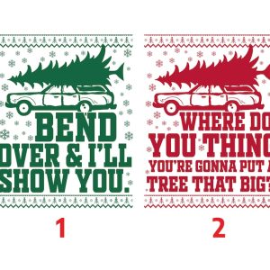 Bend Over and I’ll Show You Christmas Couple Matching T-Shirt, Christmas Vacation Shirt, Griswold Family Shirt, Cute Christmas Tree T-Shirt