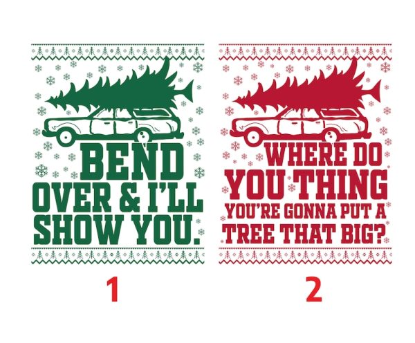 Bend Over and I’ll Show You Christmas Couple Matching T-Shirt, Christmas Vacation Shirt, Griswold Family Shirt, Cute Christmas Tree T-Shirt