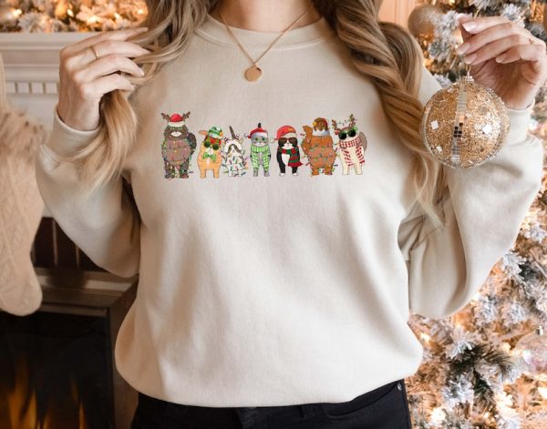 Meowy Christmas Sweatshirt,Happy Cat Year Shirt,Funny Christmas Cat Shirt,Cat Christmas Sweatshirt,Cats Sweatshirt,Cat Lover Christmas Shirt