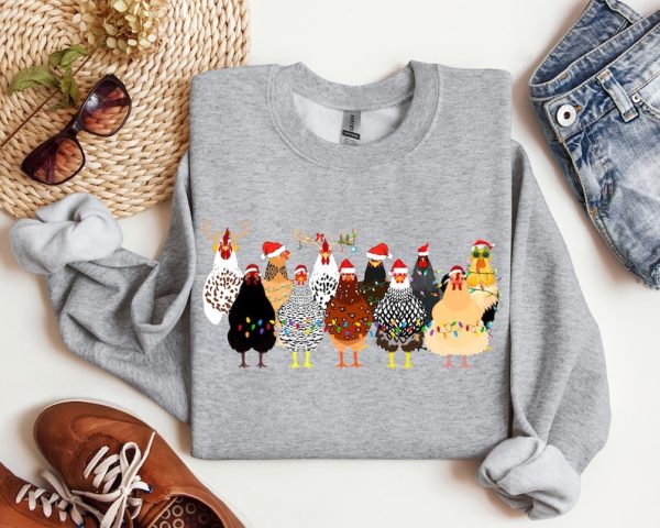 Сute Christmas Chickens Sweatshirt, Funny Christmas Chicken Sweatshirt, Christmas Crewneck, Holiday Sweatshirt, Christmas Farm Sweatshirt