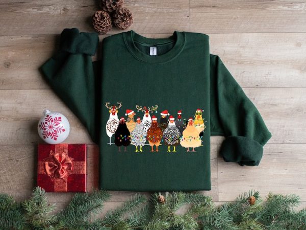 Сute Christmas Chickens Sweatshirt, Funny Christmas Chicken Sweatshirt, Christmas Crewneck, Holiday Sweatshirt, Christmas Farm Sweatshirt